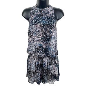 Ramy Brook Multi Color Printed Monae Sleeveless Silk Drop Waist Mini Dress Sz XS